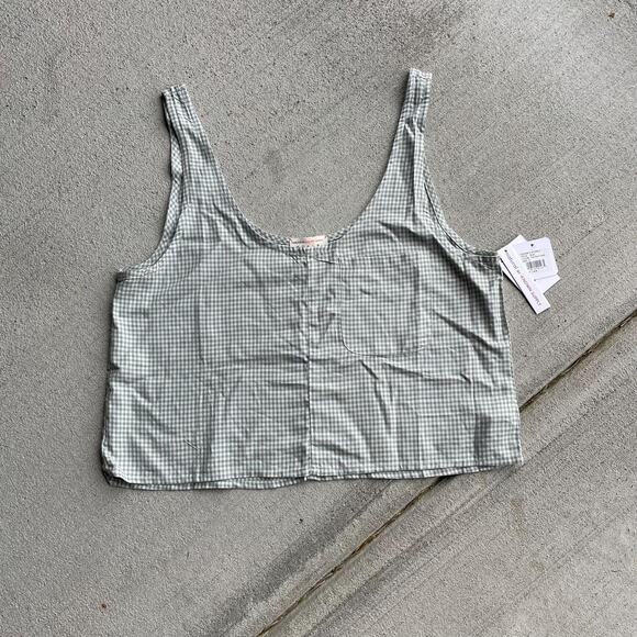 DEADSTOCK NWT green gingham checked loose boxy tank top - Picture 6 of 6